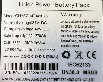 iScooter® Electric Scooter 10Ah Battery Replacement for iScooter i9max/S9max