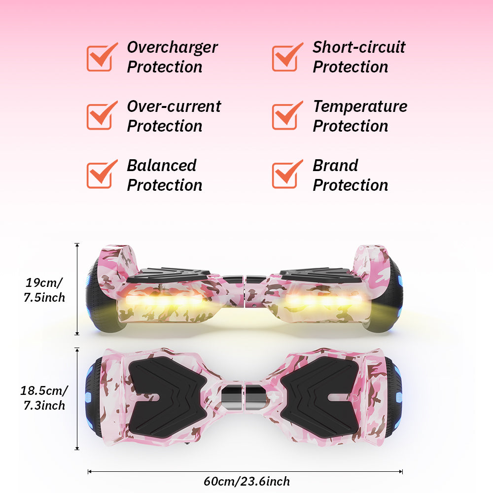 iHoverboard H2 Pink Self Balancing Hoverboard with Bluetooth & LED 6.5"