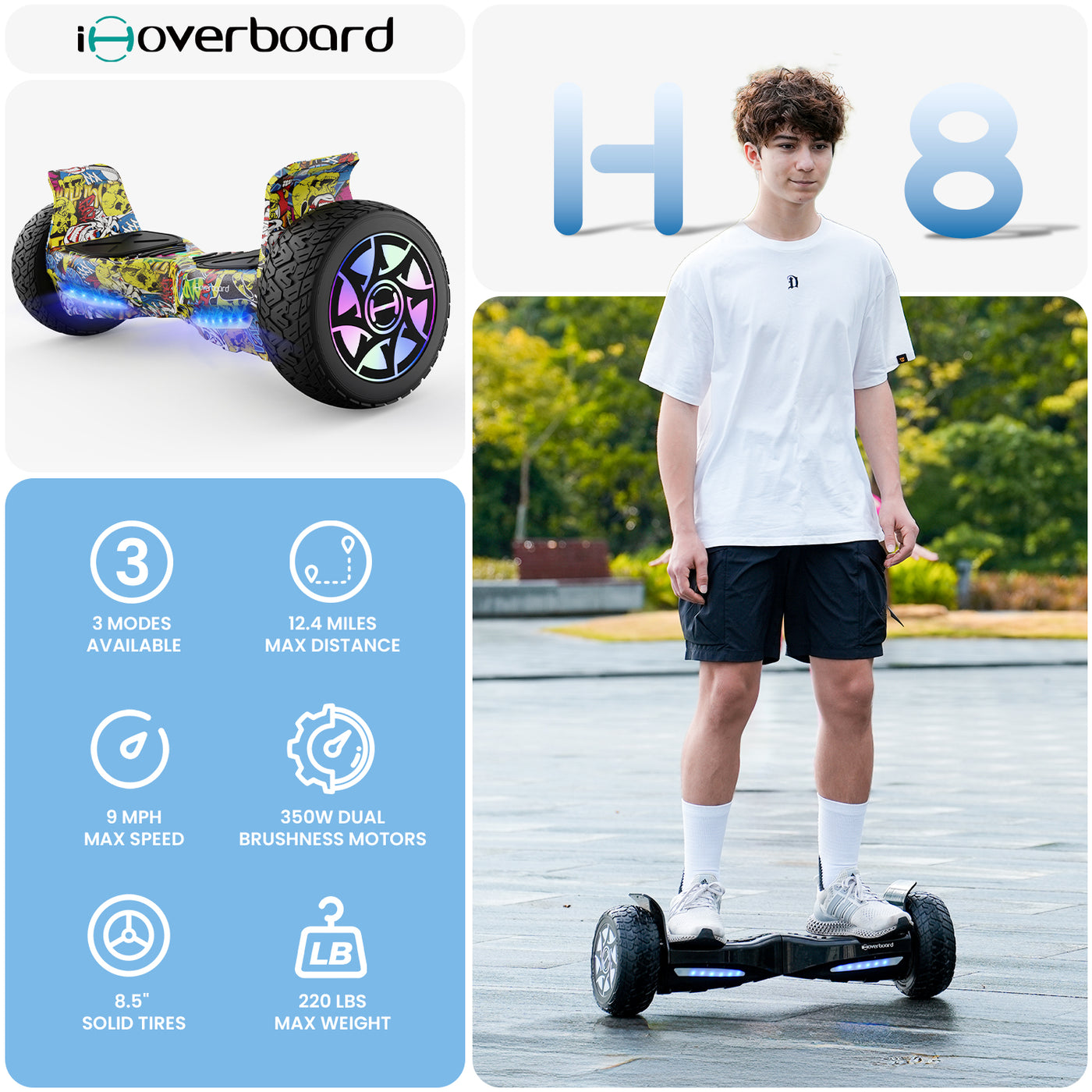 iHoverboard H8 Yellow Off Road Hoverboard 8.5"