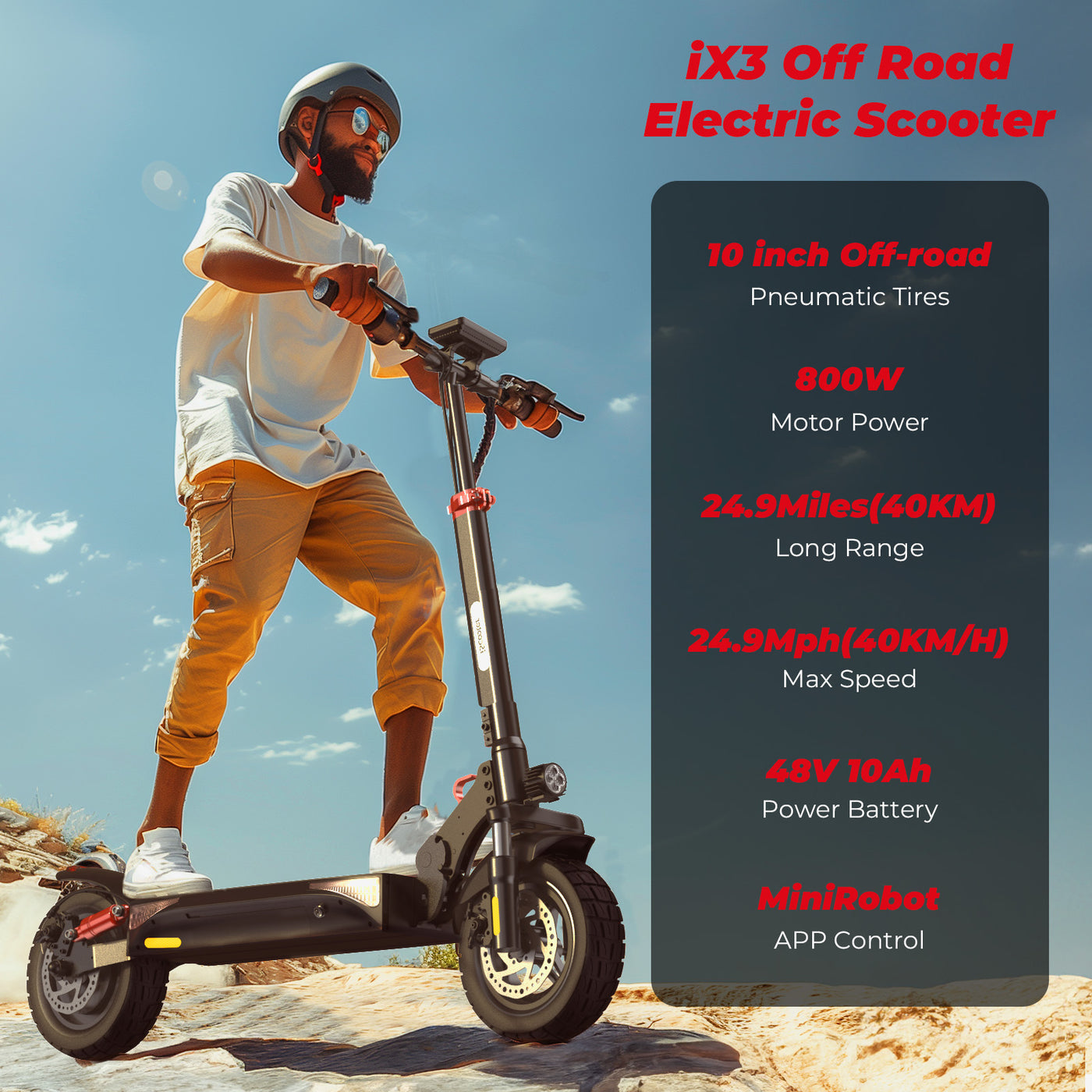 iScooter iX4 800W Off Road Electric Scooter with APP Control