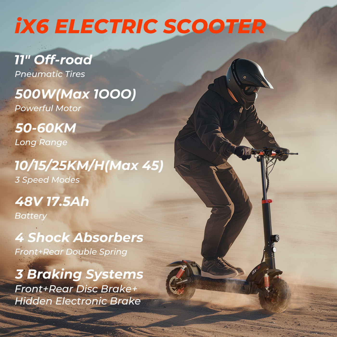 iScooter iX6 1000W Off Road Electric Super Scooter